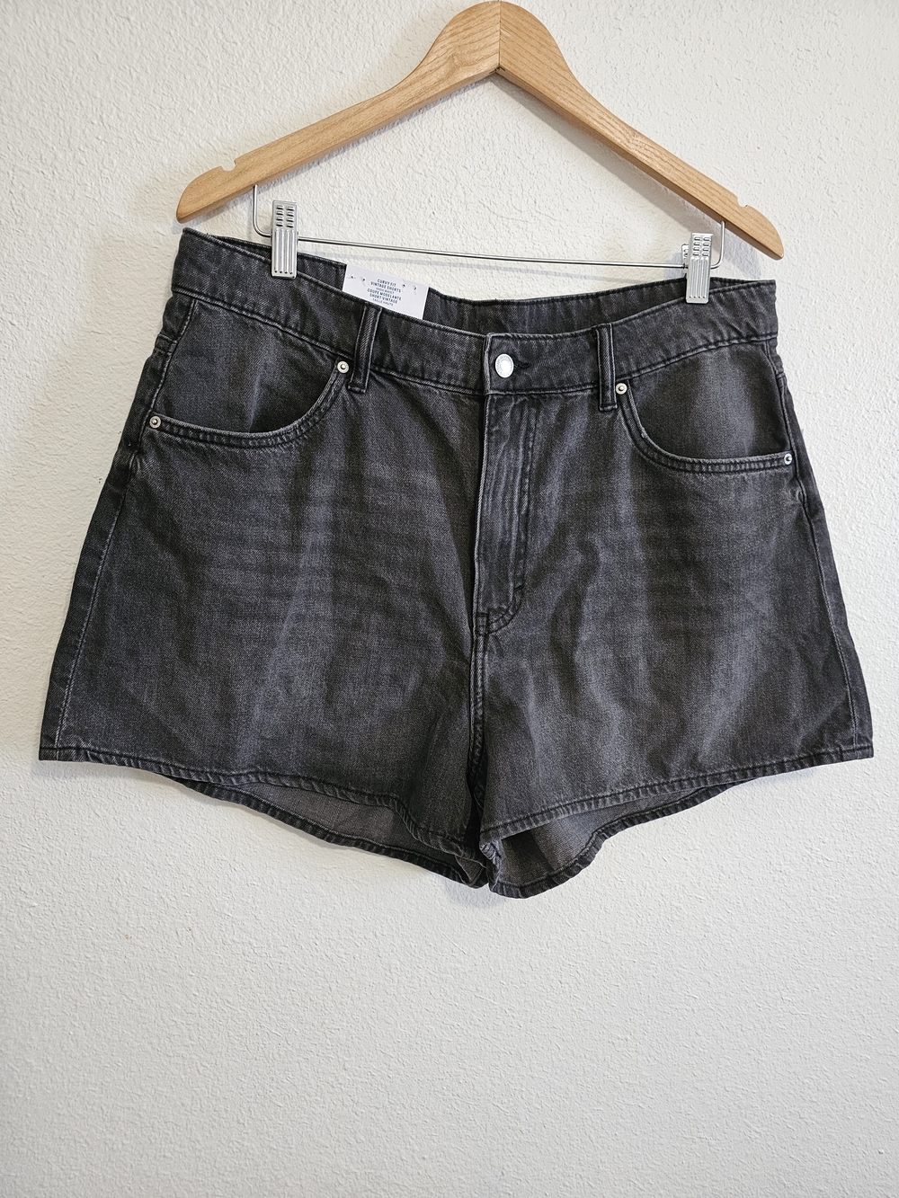H&M Classic High-Rise Black Denim Shorts